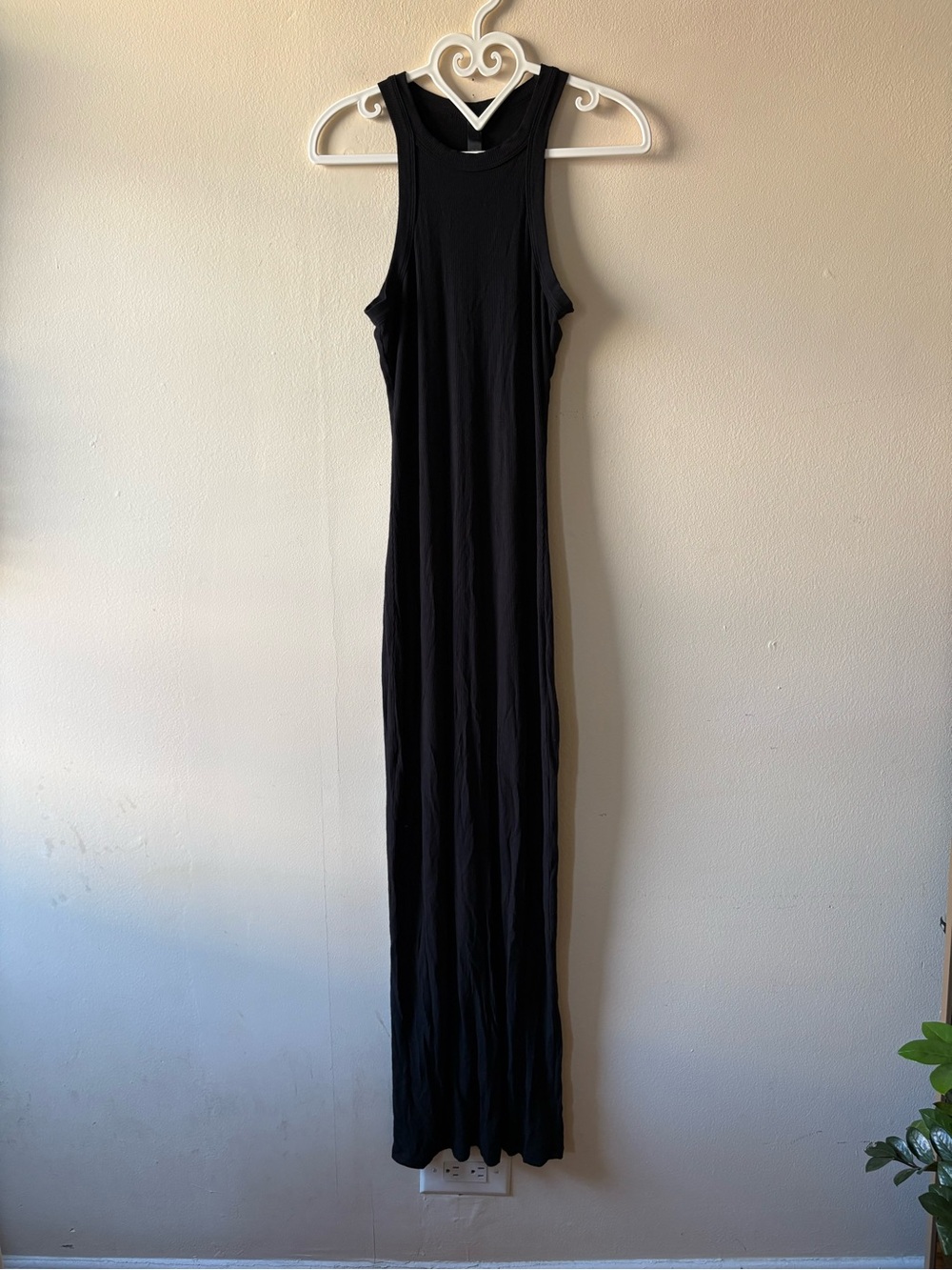 SKIMS Sleeveless Black Maxi Dress - Classic Ribbed Tank Style